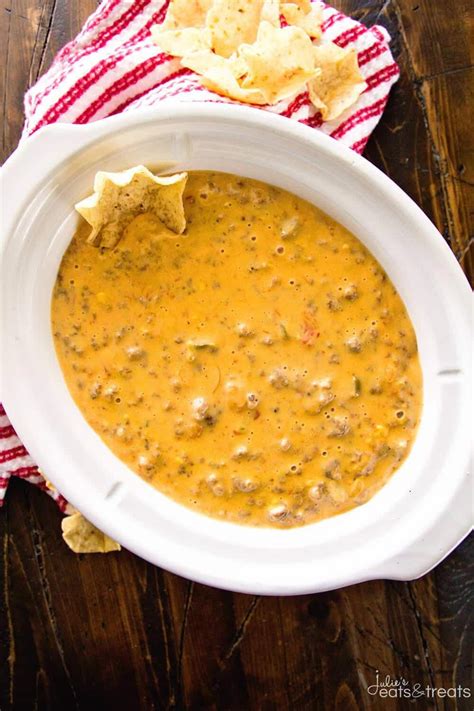 Spicy Crock Pot Cheesy Hamburger Dip ~ The Best Cheese Dip Made In Your