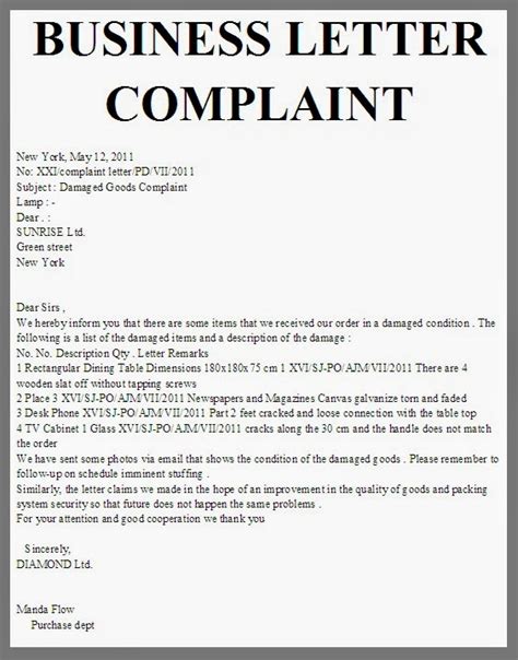 Business Letter Of Complaint Scrumps
