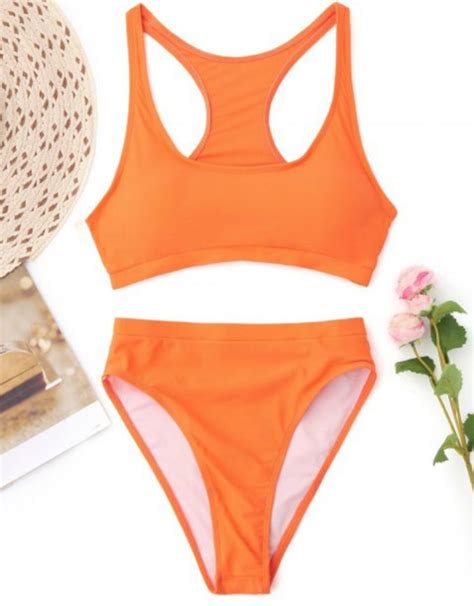 Swimwear Girly Orange Orange Swimwear Two Piece Matching Set