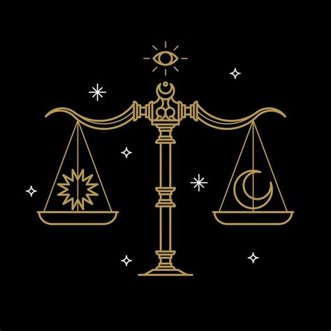 Gold Scales Libra Astrological Sign On A Black Background Vector