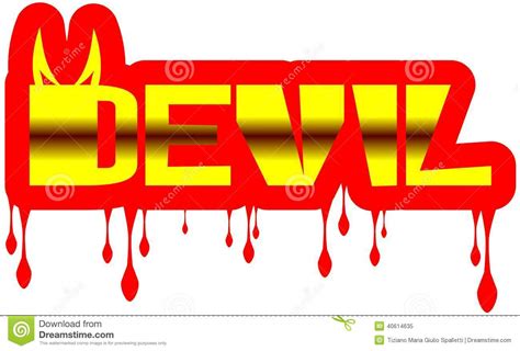 Colorful Word Devil With Drops Isolated Stock Image Illustration Of