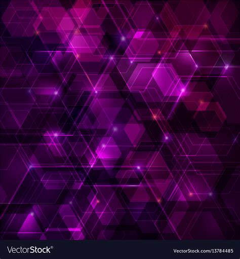 Purple Abstract Techno Background With Hexagons Vector Image