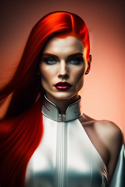 lexica a full height photo of a beautiful pale and red head woman full of scars fashion
