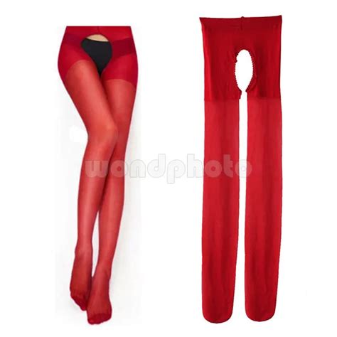 Sexy Red Open Crotch Sheer Lingerie Stretchy Pantyhose Stocking Tights In Tights From Underwear