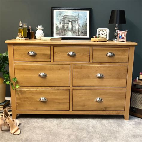Oak Large Chest Of Drawers 7 Drawer Solid Wood Chest Multi Chest Harvard Ebay