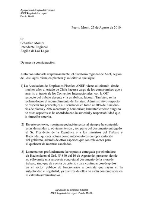 Carta Al Intendente Región De Los Lagos