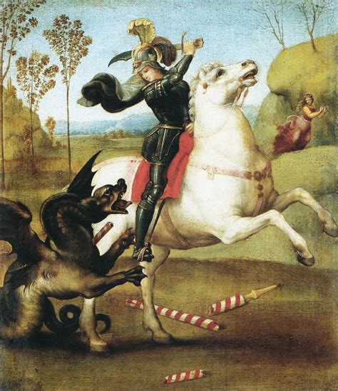 Raffaello Sanzio San Giorgio E Il Drago Olio Su Tavola 1505 Circa