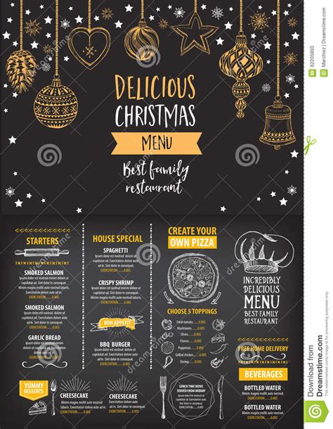 christmas party invitation restaurant food flyer stock