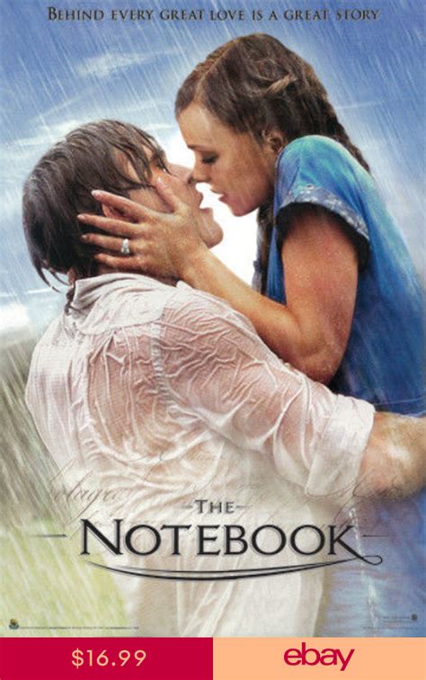 The Notebook 2004 Ryan Gosling Rachel Mcadams Kiss In Rain 24x36