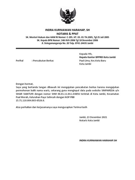 Surat Pencabutan Berkas Bpn Pdf