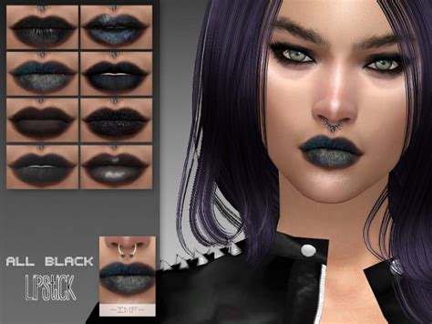 The Sims Resource All Black Lipstick N120 By Izziemcfire
