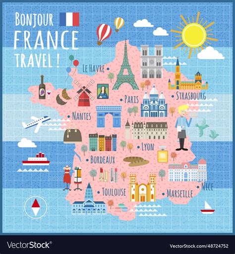 France Travel Map Royalty Free Vector Image VectorStock