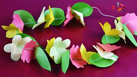 How To Make Flowers Lei Easy With Paper DIY Paper Flower Leis Paper Craft YouTube