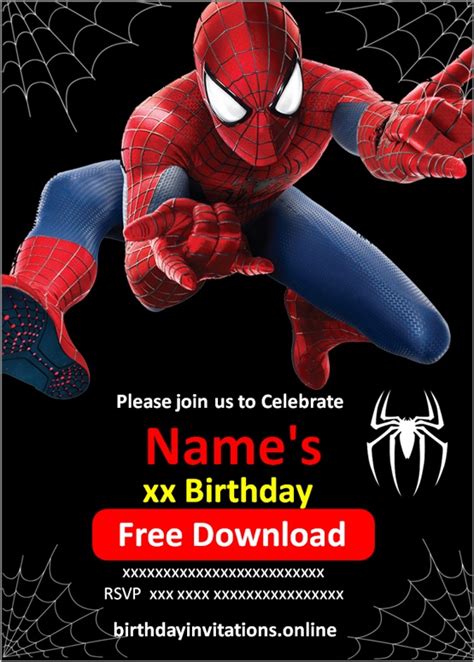 Spiderman Invitations Birthday Invitations