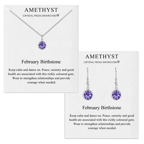 February Birthstone Necklace And Drop Earrings With Amethyst Zircondia