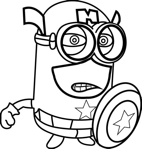 Captain America Minion Coloring Page Free Printable Coloring Pages