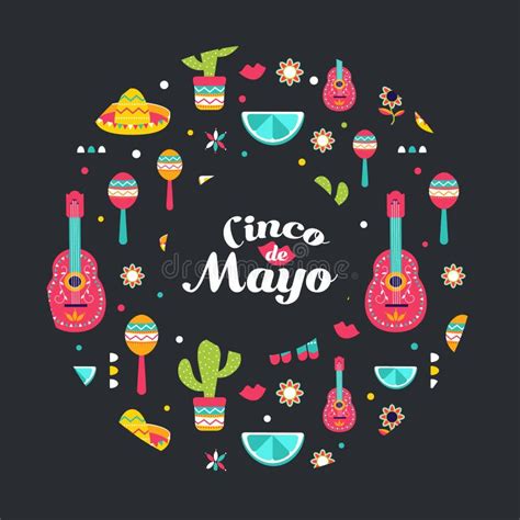 Cinco De Mayo Mexican Card In A Circle Poster Of Mexican Culture