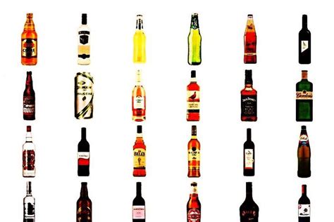 An Assortment Of Alcohol Bottles Are Shown In Different Colors And