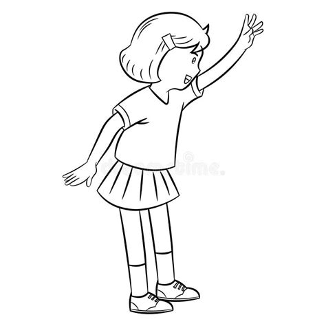 Girl Waving Hands Vector Illustration Stock Vector Illustration Of