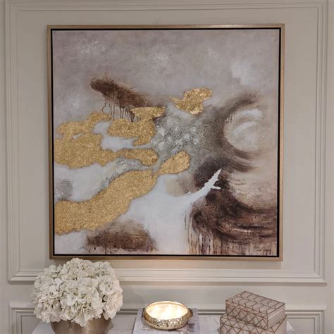 Decadence Large Gold And Taupe Abstract Wall Art