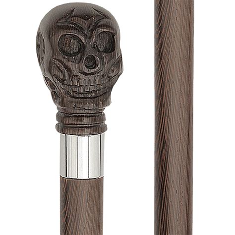 Wenge Carved Skull Handle Walking Stick With Wenge Shaft