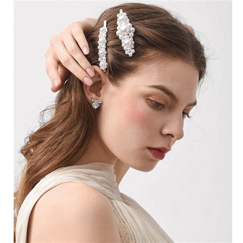 m mism korean fashion full pearls women hairpins set elegant chic hair clips for women ladies