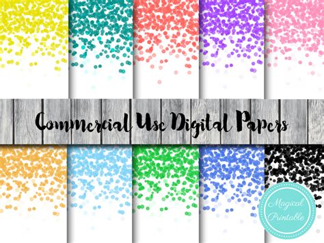 Colorful Confetti Digital Papers Magical Printable