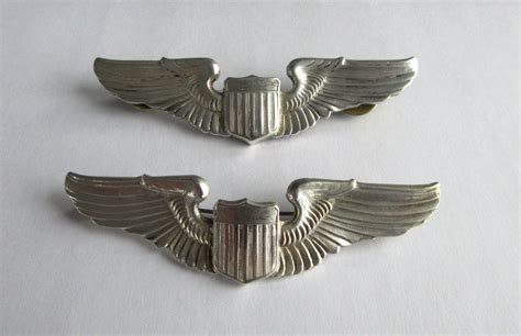 2 Wwii Us Army Air Corps Pilot Wings And Lapel Pins 925 Sterling Silver