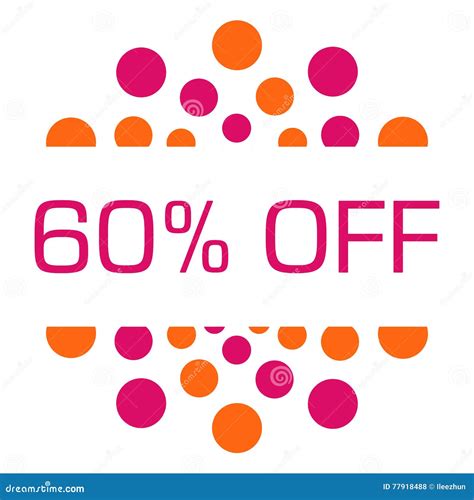 Sixty Percent Off Pink Orange Dots Circular Stock Illustration