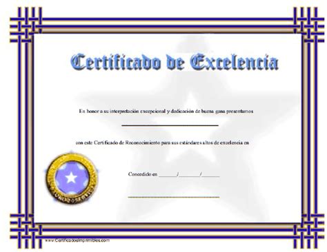 Certificado De Excelencía Modelos De Diplomas Marcos Para Diplomas