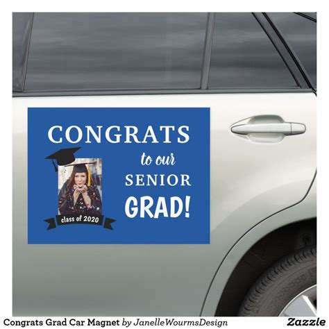 Congrats Grad Custom Car Magnet Blue Congrats Grad Car