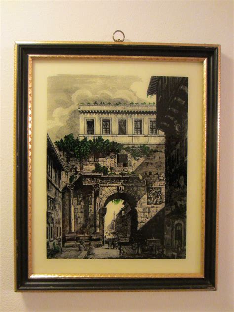 Architectural Europe View Reverse Glass Painting Gilt Wood Frame Designer Unique Finds