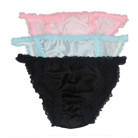 Womens Pure Silk Lace String Bikinis Panties Lot 3 Pairs In One Pack Paradise Silk