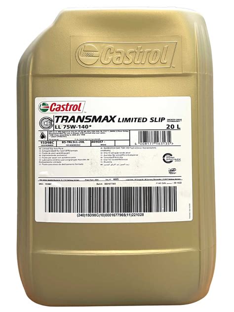Castrol Transmax Limited Slip 75w 140 Ll 20 Liter 15d98c