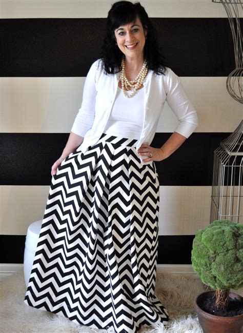 Black And White Chevron Striped Katie Ball Skirt Full Pleated And