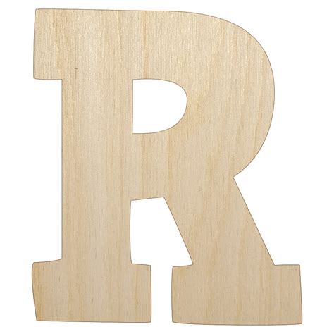 Letter R Uppercase Fun Bold Font Wood Shape Unfinished Piece Cutout