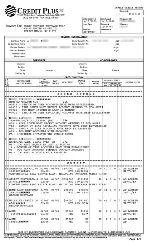 Credit Report Template Free Printable Documents