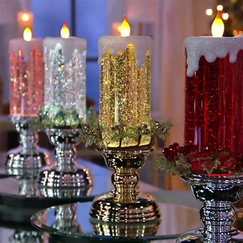Color Changing Flameless Candle Glitter Effect Led Festive Water