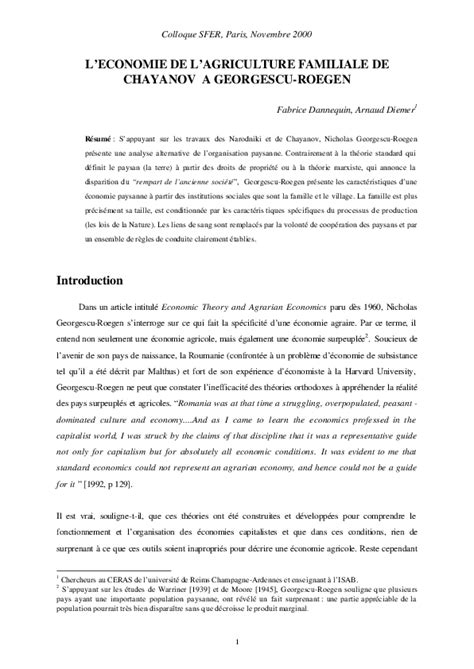 (PDF) L'Economie De L'Agriculture Familiale De Chayanov a Georgescu-Roegen | arnaud diemer ...