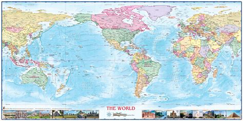 World Political Usa Centered Wall Map By Compart Maps