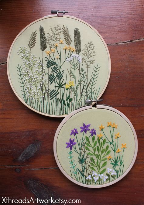 Wildflowers Embroidery Art Floral Hand Embroidery Wildflower
