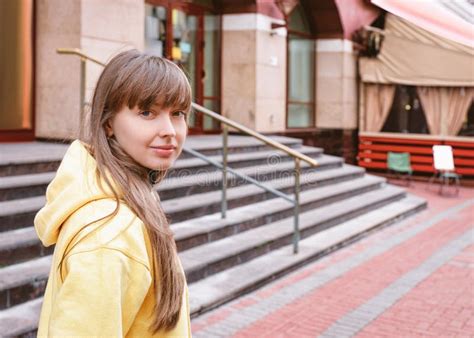 Young Lady On Old Arbat Street In Moscow Stock Photo Image Of City