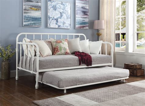Marina Twin Metal Daybed With Trundle White Coaster Fine F
