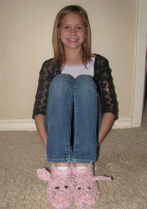 My Only Granddaughter Taylor Wearing Her Bunny Slippers I Made Her For