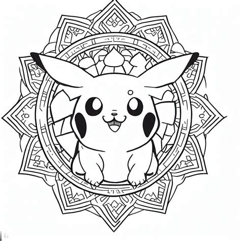 Happy Pikachu Sitting Mandala Coloring Page Download Print Or Color