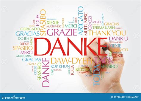 Danke Thank You In German Word Cloud With Marker In Many Languages Of