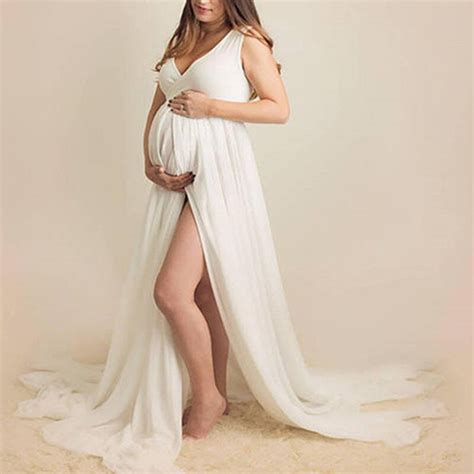 Sexy V Neck Pregnancy Maternity Dress Chiffon Maternity Clothes Pure
