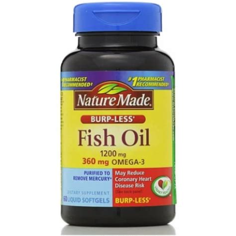 Nature Made Fish Oil 1200 Mg Burp Less Liquid Softgels 60 Ea Pack