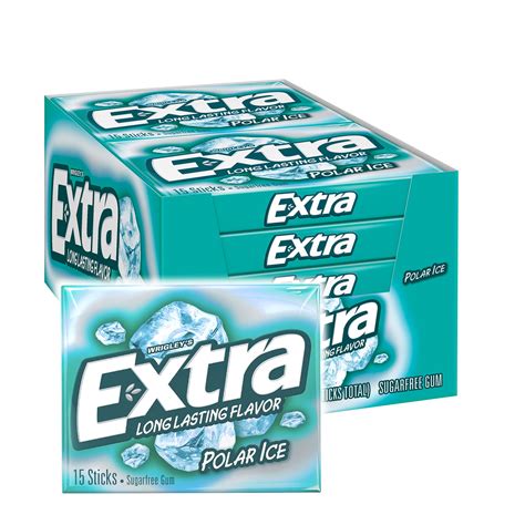Extra Gum Polar Ice Sugarfree Gum 15 Sticks Pack Of 10