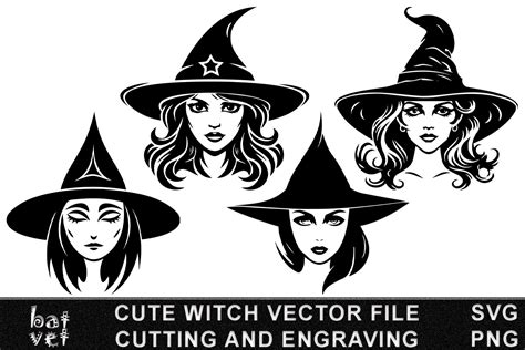 Cute Witch Svg Vector File Witch Face Graphic By Batvet · Creative